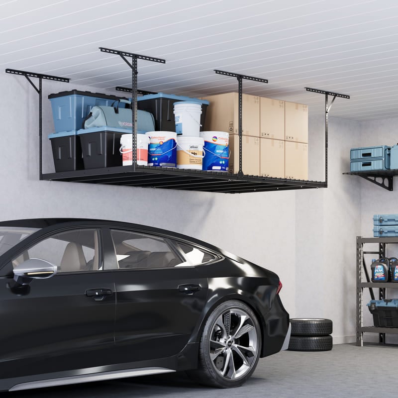 MAX Series Heavy Duty Overhead Garage Storage Rack,Heavy duty cold-rolled steel construction provides safely loading up to 500-1000 lbs