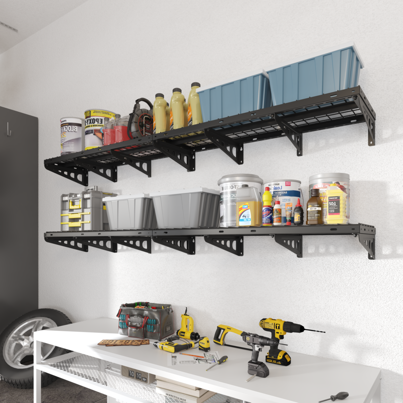 FLEXIMOUNTS 48"¡Á24" large capacity, high load-bearing wall Mounted Shelving£¨Black£©,352lbs Weight Capacity