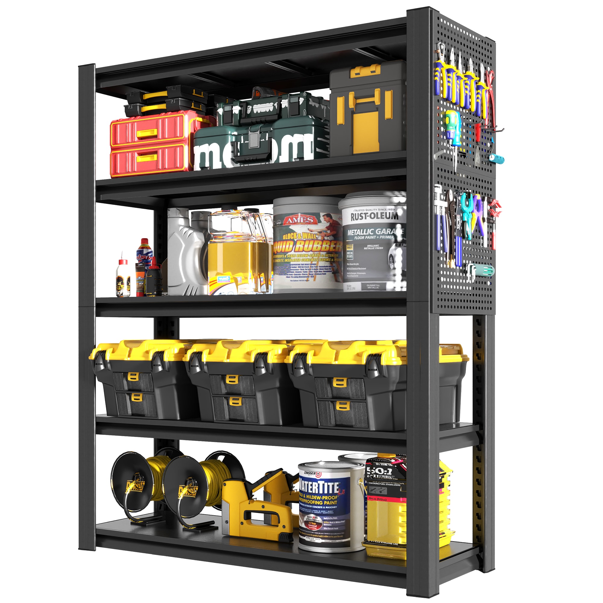 FS41-P 5-Tier Modular Adjustable Heavy-Duty Storage Shelving with Pegboard