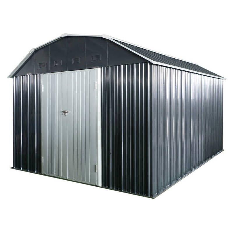 Dev Shed 10 ft x 12 ft Outdoor Metal Storage Shed with Arch Roof | FLEXIMOUNTS