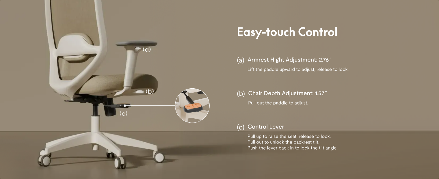 ergonomic chair C5 with easy-touch control