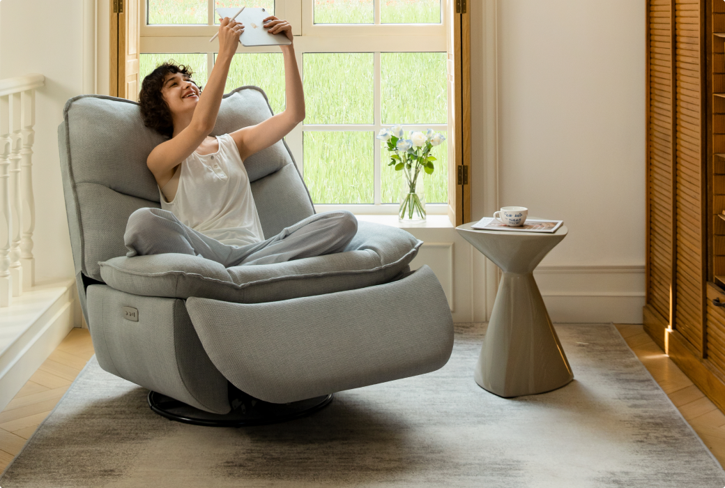 いすいす Lotus Swivel Rocker Recliner | FlexiSpot US