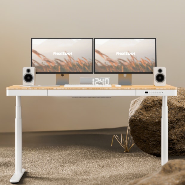 Height Adjustable Sit-Stand Bamboo Desk Q8 | FlexiSpot