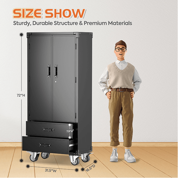 SC4B-W Classic Garage Storage Cabinet with 2 drawers and 3