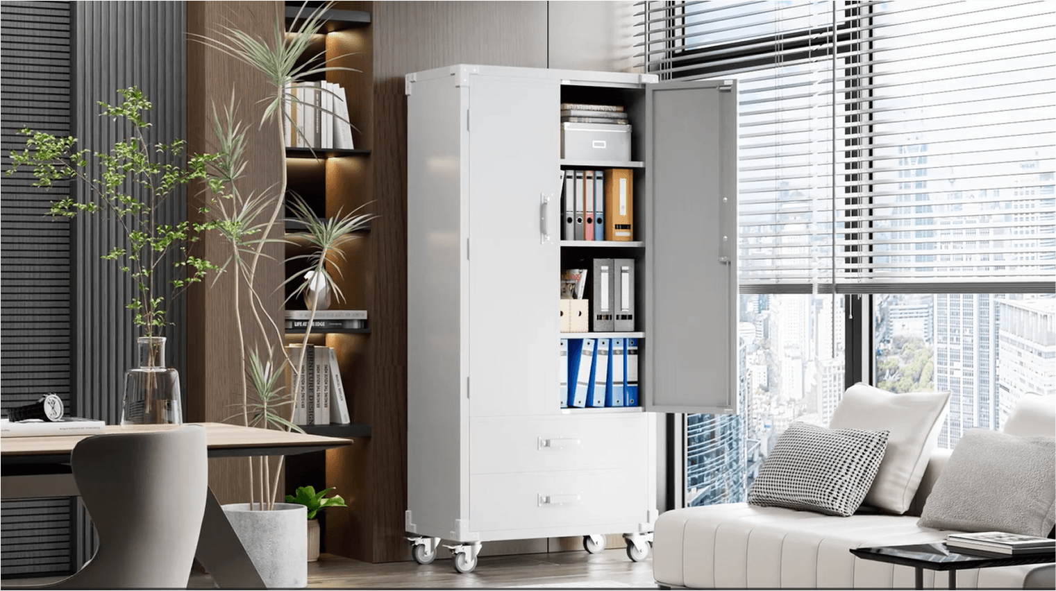 SC4B-W Classic Garage Storage Cabinet with 2 drawers and 3