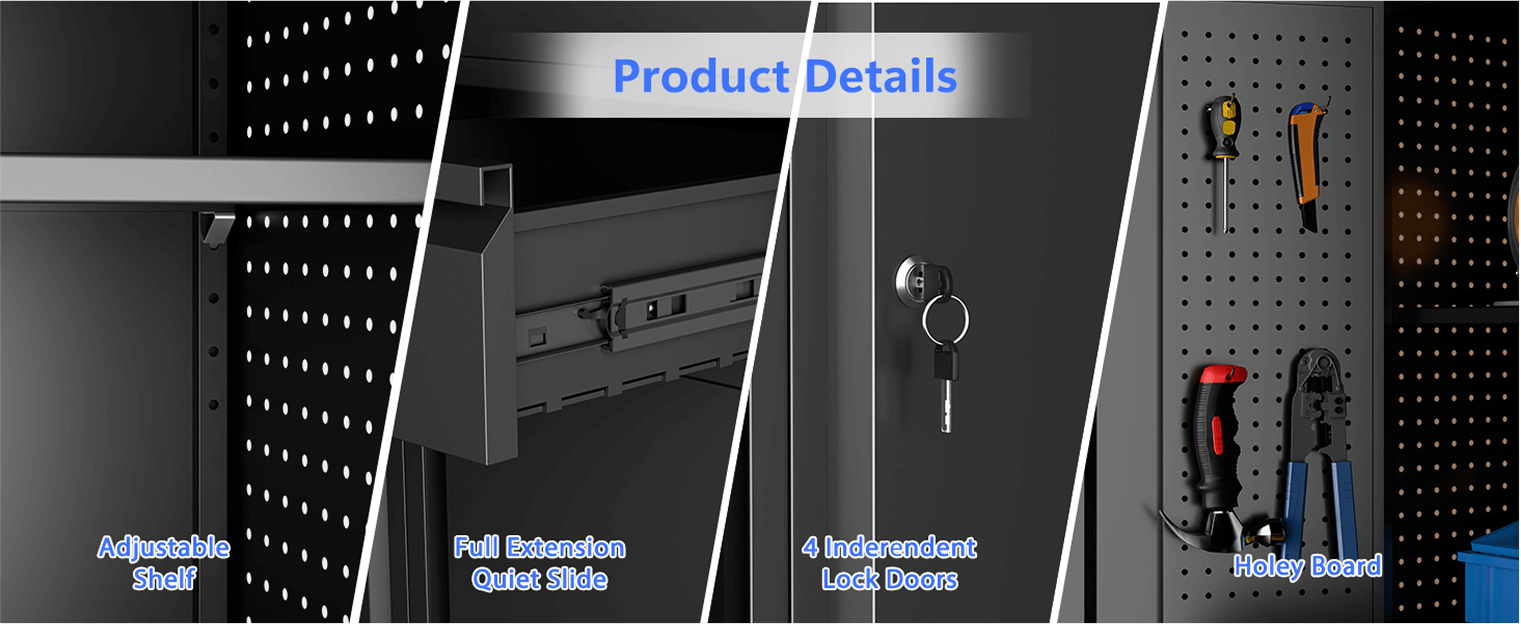 Premium Metal Garage Storage Cabinet with Drawers and Pegboards