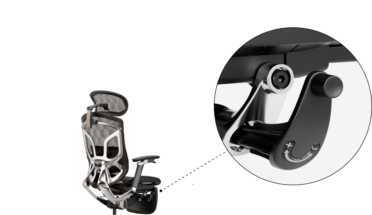 Ergonomic chair Apollo with backrest tension adjustment