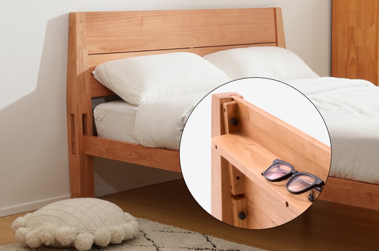 FlexiSpot Kana Japanese Joinery Bed with Headboard | Simple Design