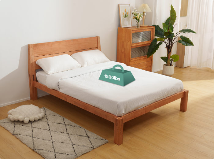FlexiSpot Kana Japanese Joinery Bed with Headboard | Simple Design