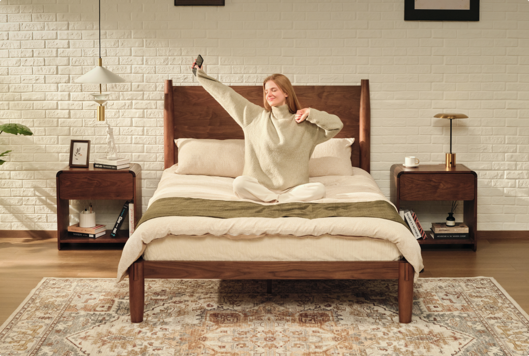 FlexiSpot Kana Retro Japanese Joinery Bed | Mid-Century Modern Style