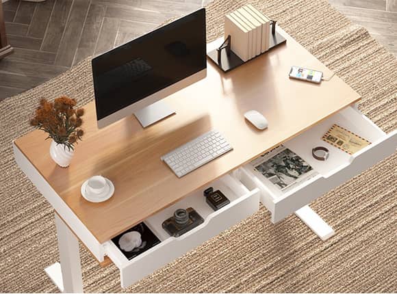 Bureau computertafel Stoer - 3 opbergplanken - industrieel modern wit - metaal hout