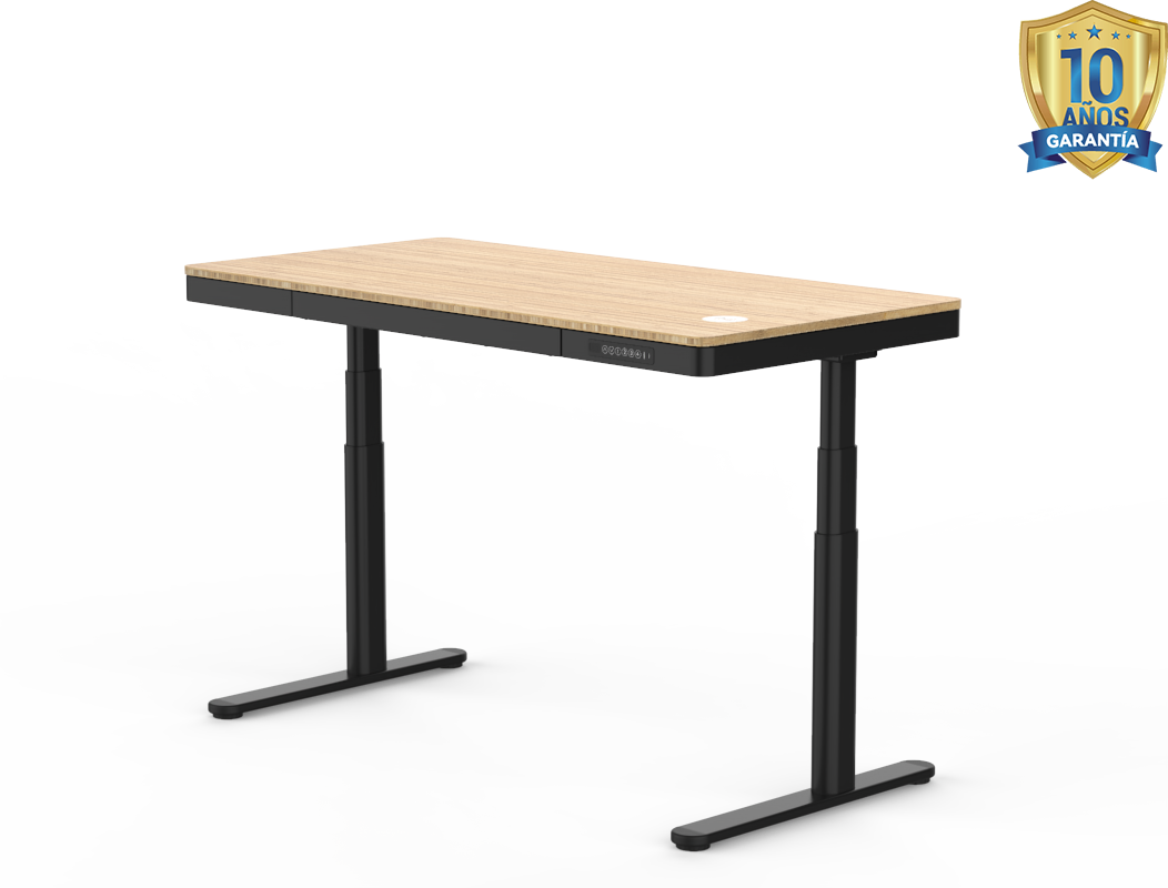 Mesa Elevable con Carga Inalámbrica y Tablero de bambú