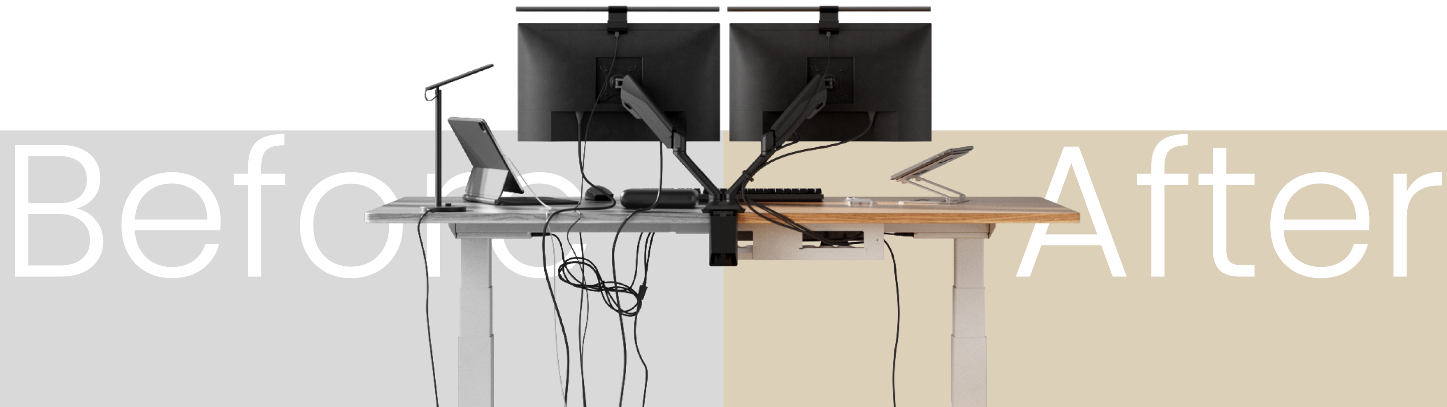 Standing desk with monitor setup